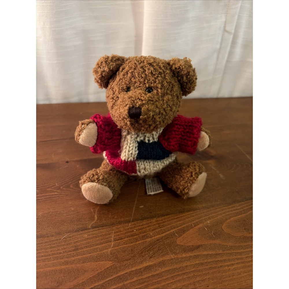 Hugfun Int'l Brown Teddy Bear Winter Sweater 6" Plush Stuffed Animal Toy Vtg‎